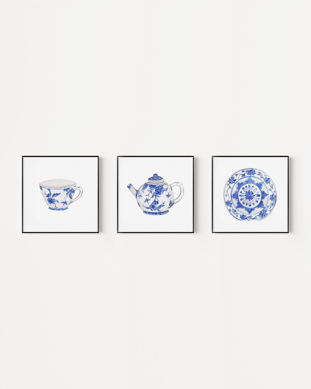 Blue Chinoiserie Art Prints: Watercolor China Set (digital Download) - Etsy