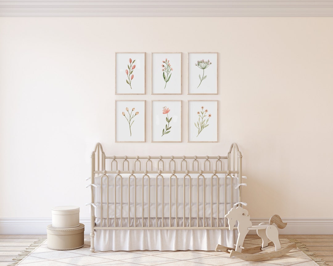 Watercolor Wildflower Art Prints: Scandinavian Pastel Set of 6 (digital ...