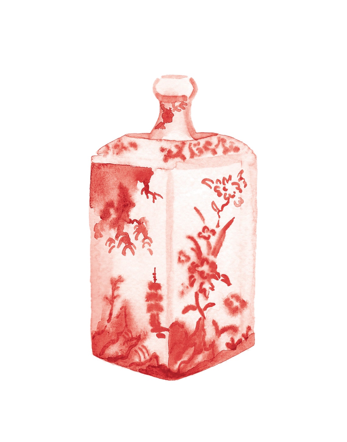 Watercolor Chinoiserie Vases Printable Art Set of 4 prints Etsy