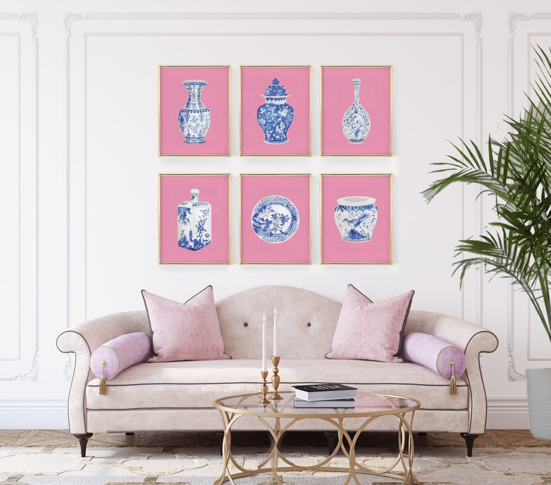 Watercolor Chinoiserie Vases Printable Art Set of 6 Instant Digital