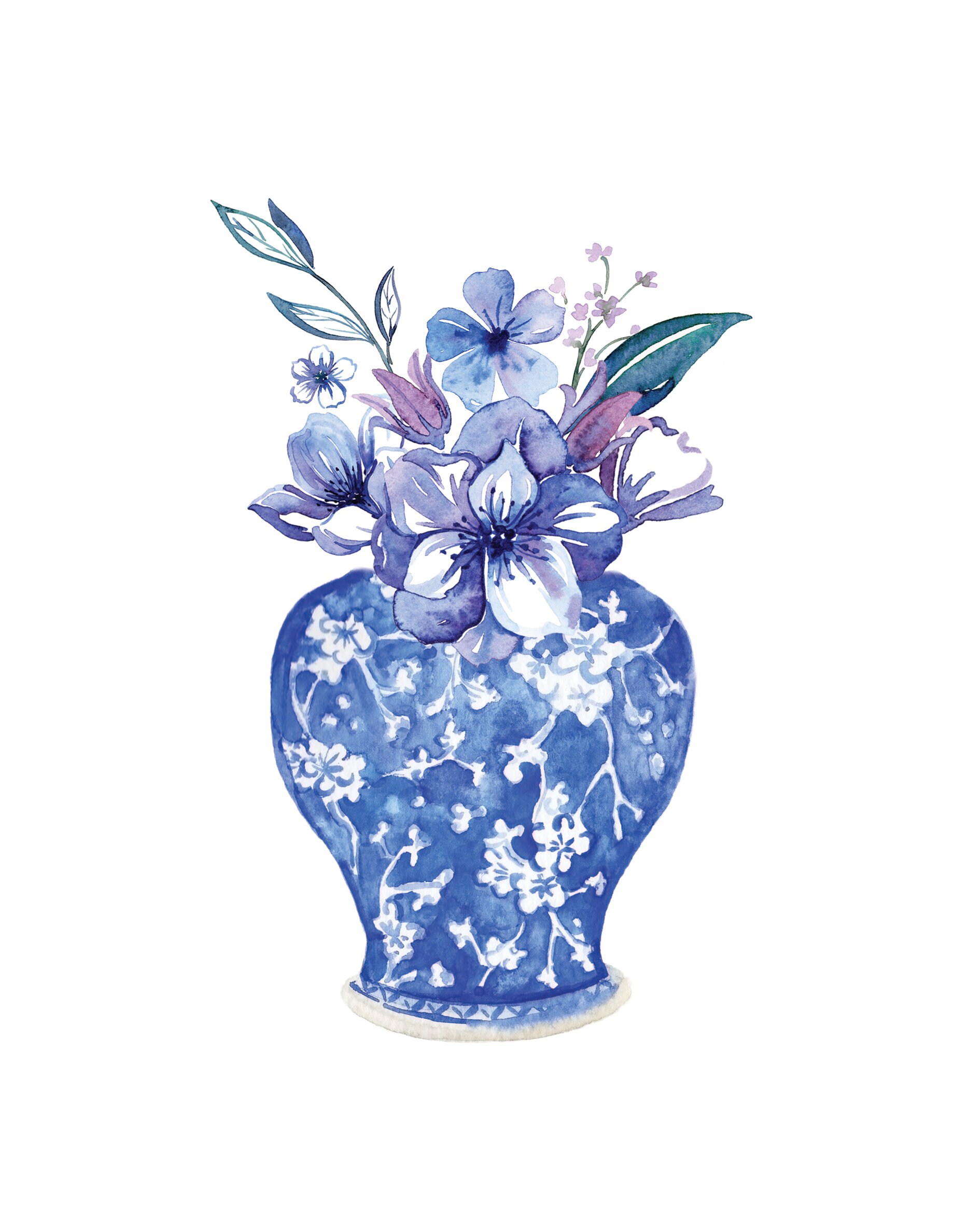 Blue and White Vase Printable Art Set of 4 Instant Digital Etsy