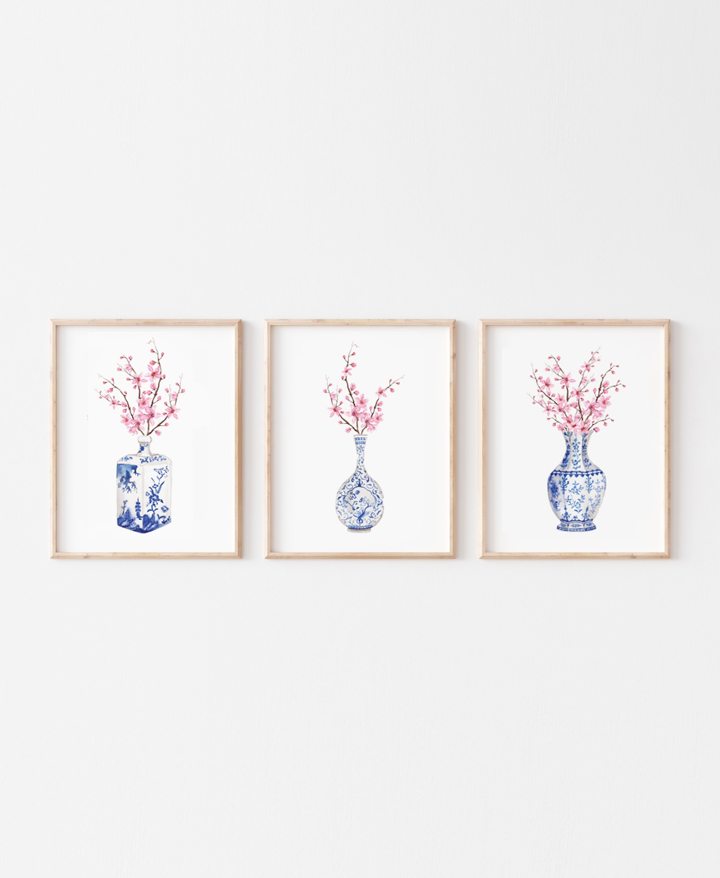 Cherry Blossom Chinoiserie Vases Printable Art Set of 3 Prints, Instant  Digital Download Blue and White China Vase Sakura Print Oriental Art - Etsy