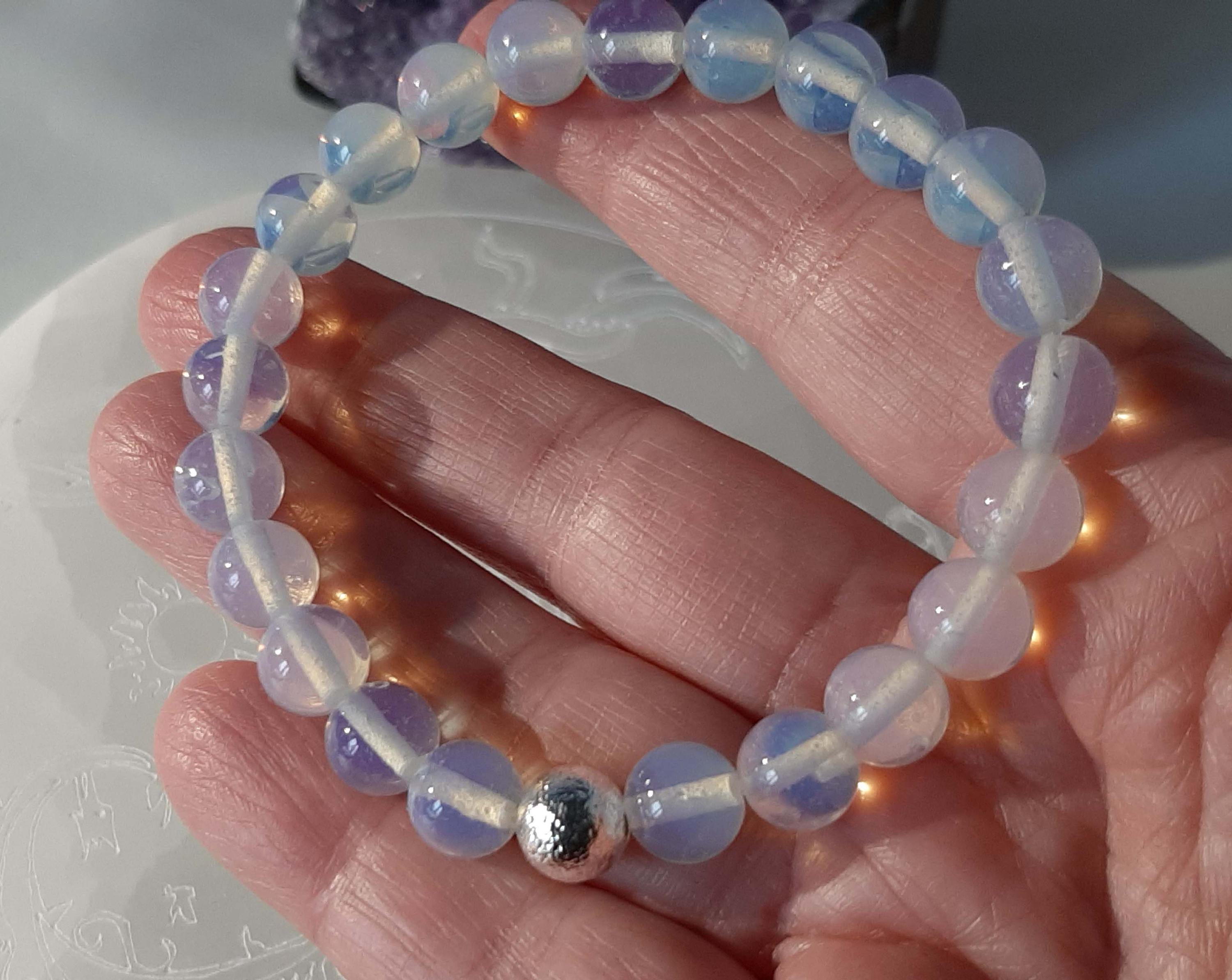 Collier Vintage Perles De Verre Bleu Opaline - Bijou Ancien 1844 Couleur Argent