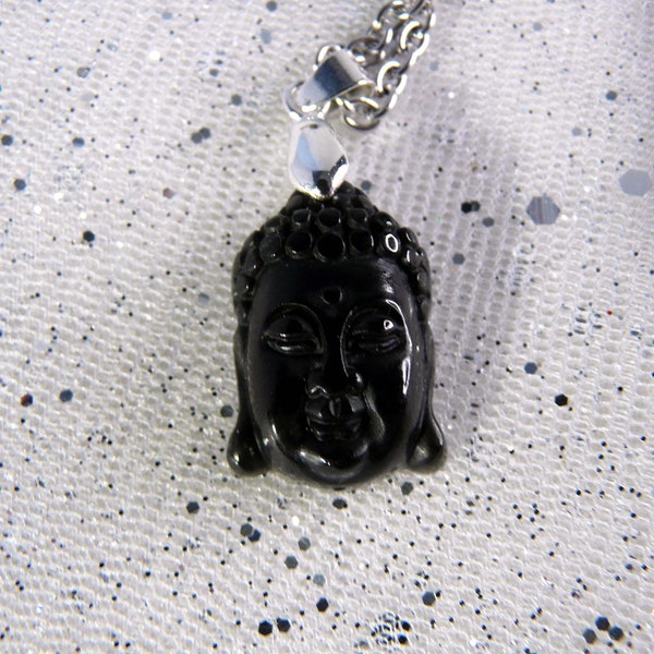 Pendentif Obsidienne  "  Tête de Bouddha "