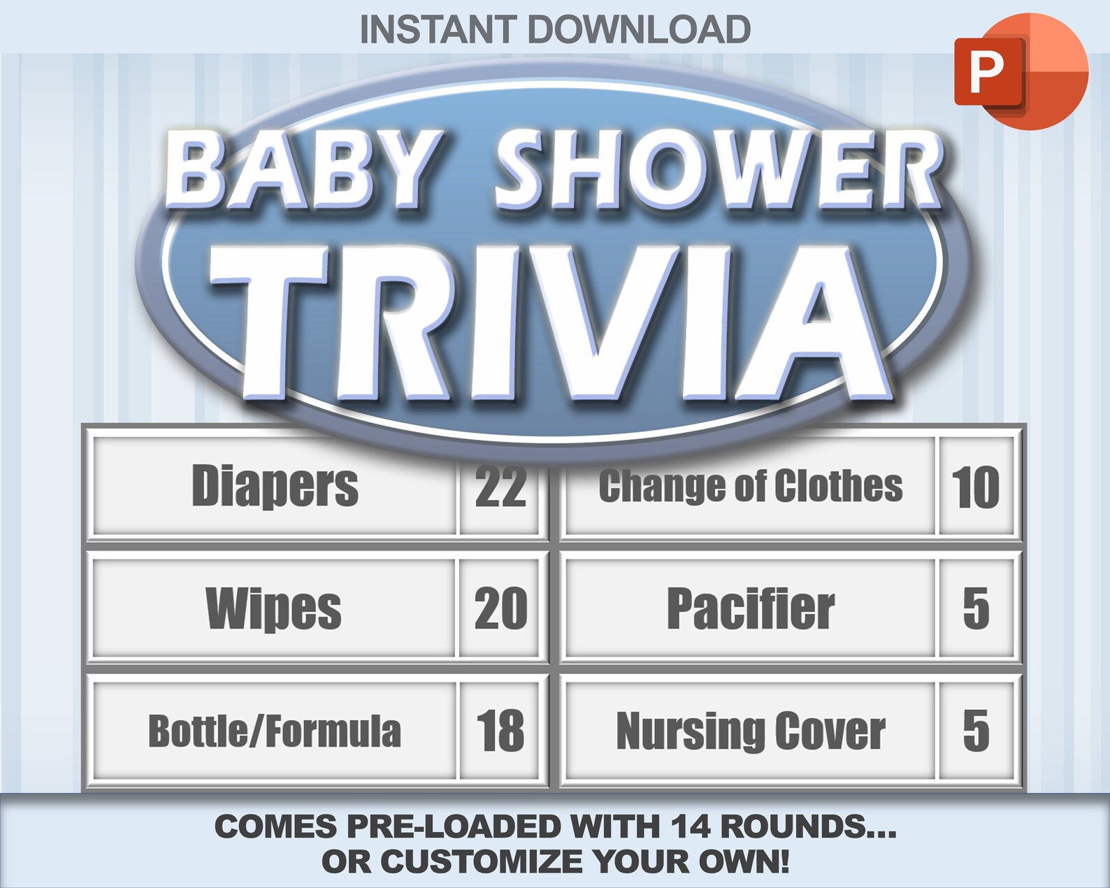 Baby Shower Trivia Powerpoint Party Game Templates / Blue Boy Game / PC