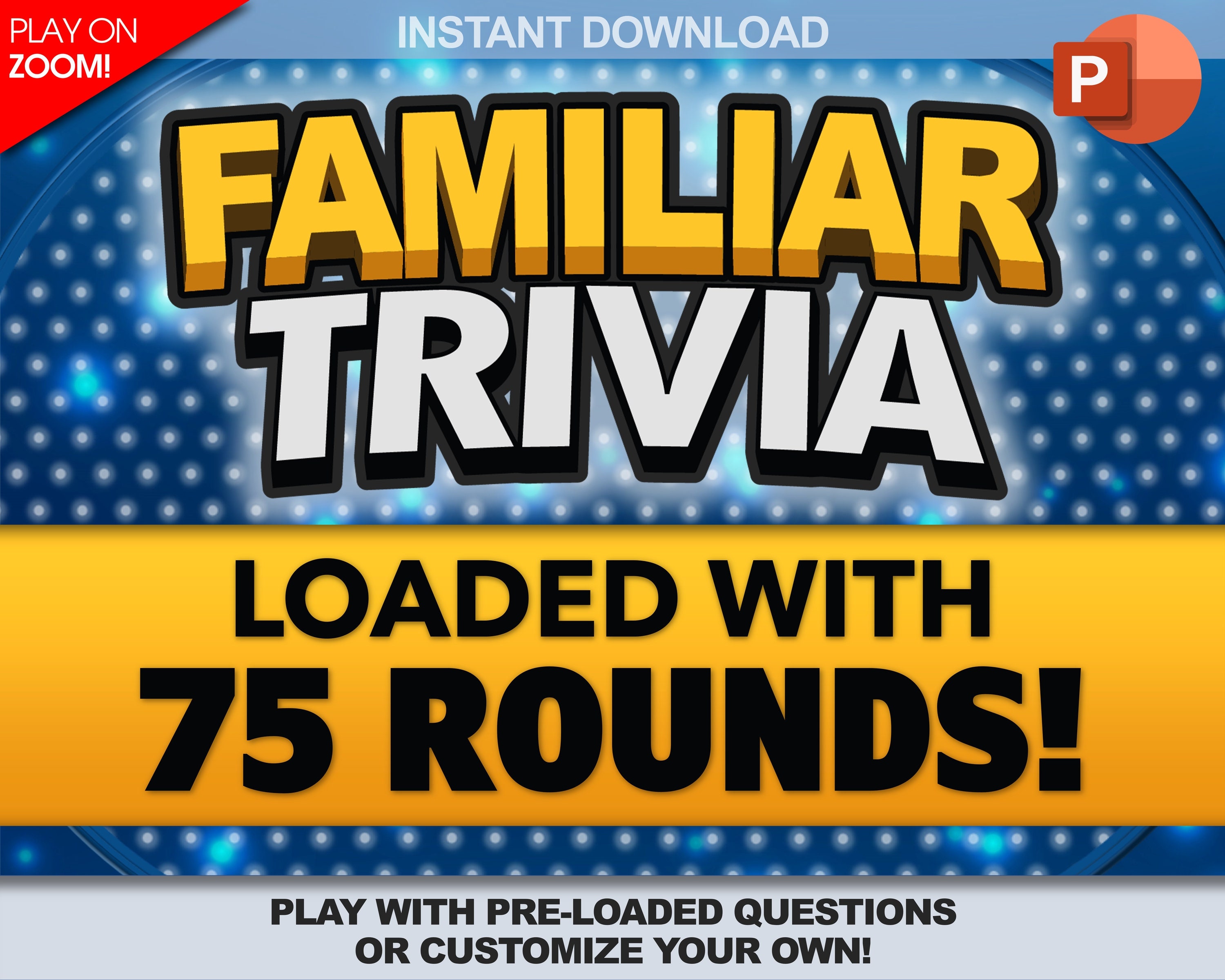 Familiar Trivia Party Game Download 75 Rounds Play On Zoom Etsy