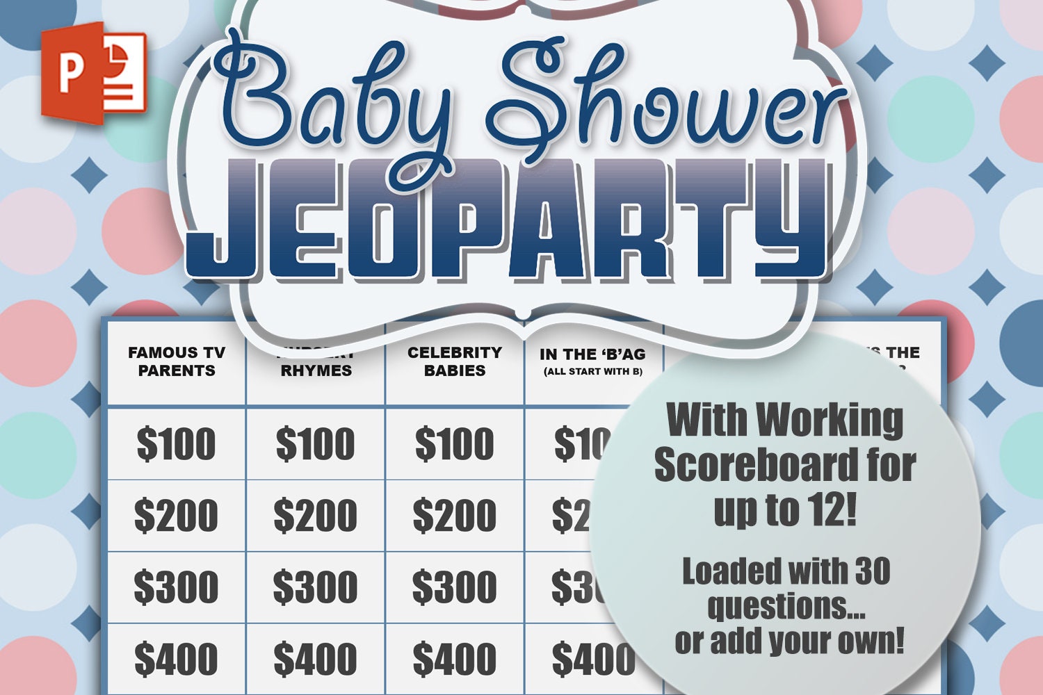 Baby Shower Jeopardy Game Powerpoint Baby Shower Game Baby Etsy Baby Shower Jeopardy Game Powerpoint Baby Shower Game Baby Etsy