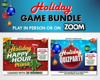 Happy Hour Trivia and QuizParty Bundle! / PC, Mac, iPad & iPhone / Holiday Interactive PowerPoint Game / Holiday Games for Work