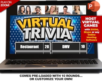 Virtual Trivia Party Game Download / Play on Zoom! / PC, Mac, iPhone, iPad / Game Night / Make Your Own Game / with Scoreboard!