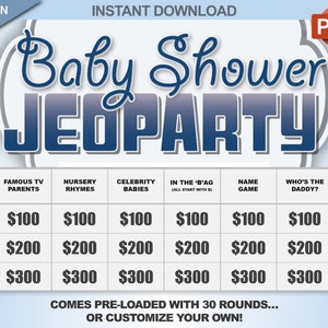 Baby Shower Jeoparty Game - PowerPoint / Baby Shower Game / Baby Shower / Instant Download / DIY Baby Shower / Blue / Boy / Girl / unisex