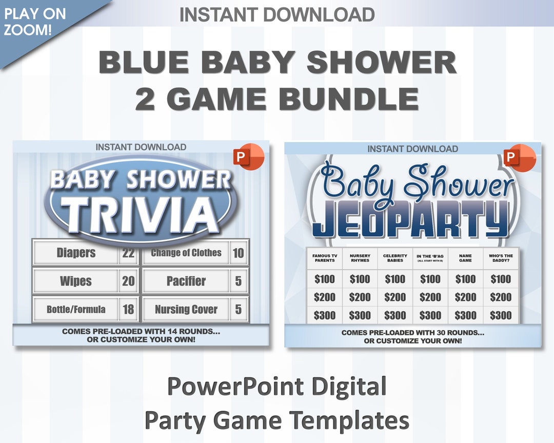 Baby Shower Trivia Powerpoint Party Game Templates / Blue Boy Game / PC