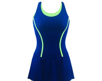 2023 Figure Skating Dresses - Blue & Green - Training - Testing - Attached Bra and Panty - Fully Lined - Easy returns - Free Shipping
