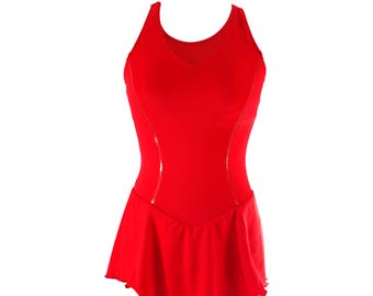 2023 Figure Skating Dress - Red - Training - Testing  - Competition - Attached Bra and Panty - Fully Lined - Easy Returns - Free Shipping