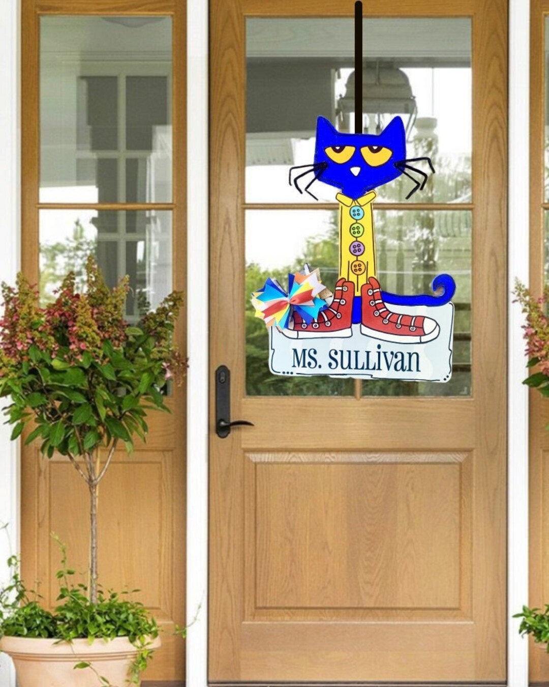 Pete the Cat Door Sign Teacher Door Sign Owl Door Sign Teacher Appreciation Custom Door Hanger