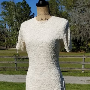 Vintage Clothing, 80s, Dress, Womens, Mini Dress, White, Lace, Short Sleeve. Spring, Summer