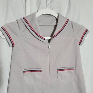 Vintage Clothing, Kids, Childrens, Toddler, Boys Top, Shirt, Grey, Piping, Pockets, Unisex, Darling, 70s, 1970s, Handmade, Unique, Dress