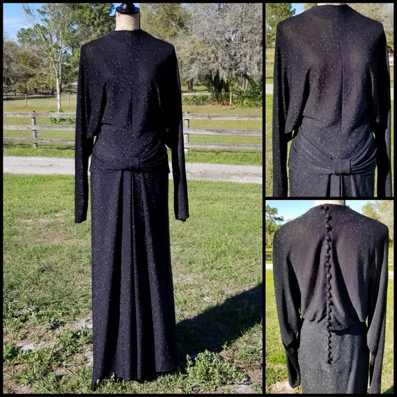 Vintage Clothing, 80s Prom Dress, Womens, Black, B