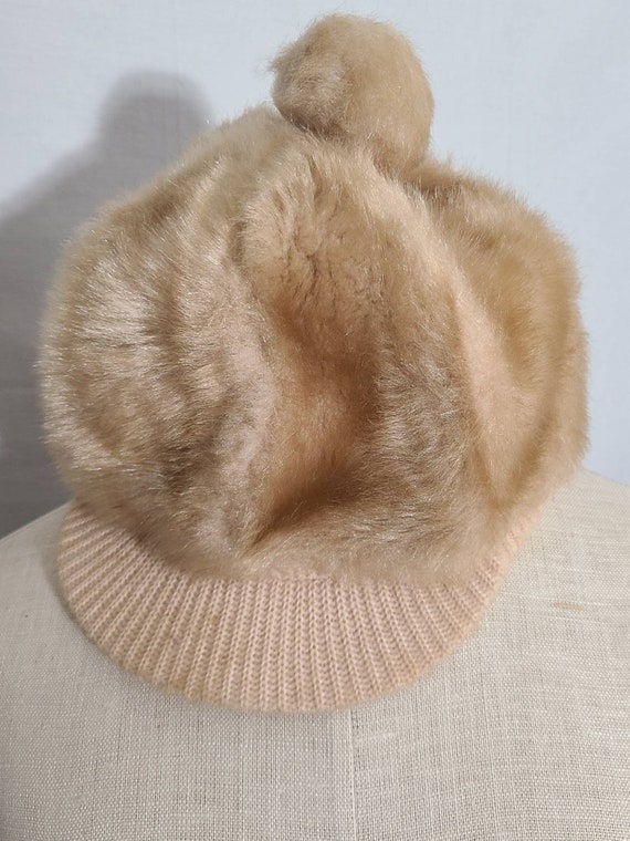 Vintage Clothing, Womens 70s Hat, Faux Fur w/ Bal… - image 5