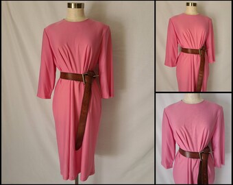Vintage Clothing, Womens 70s Dress, 1970s Outfit, Pink, Pull On, Retro Style, Womens 70s, Medium, Large, Boho, Bohemian, Casual, USA
