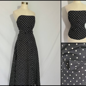 Vêtements vintage, Robe femme des années 90, Style des années 1990, Pois, Noir Blanc, 2 Pièces, Bustier, Jupe, Formel, Bal, Occasion spéciale, Grand