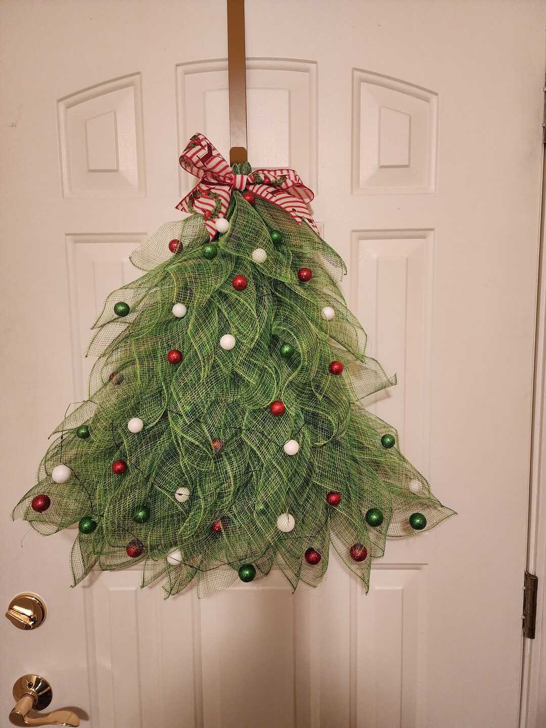 Christmas Tree Shaped Wreath With Lights Etsy