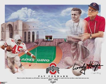 OHIO STATE BUCKEYES FOOTBALL ART PRINT WOODY HAYES ALL AMERICANS 20X24 GRIFFIN 