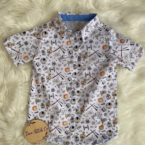 Star Wars Boys Button Down Shirt, Magical Vacation Outfit