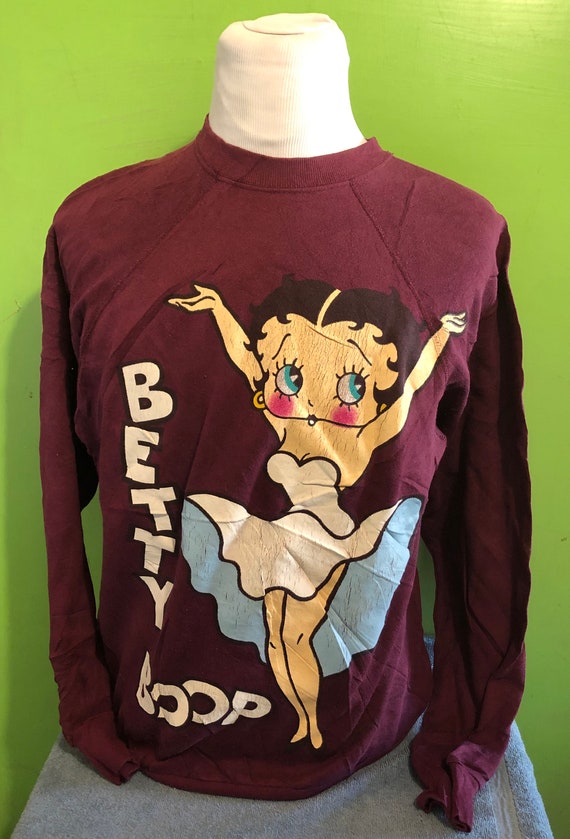 Vintage Betty Boop 1980s Cartoon Maroon Crewneck S