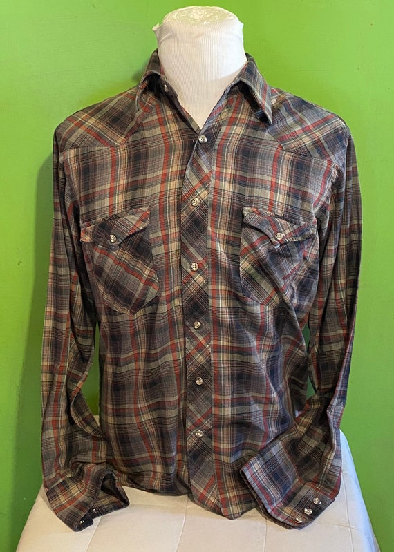 Vintage Wrangler Western Plaid Pearl Snap Western