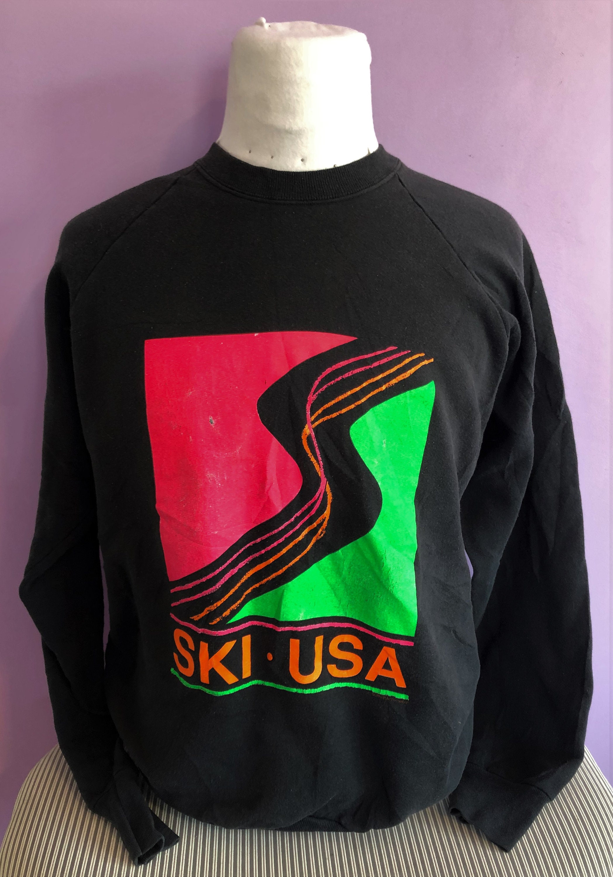 Vintage Ski USA Sports 1980s Black Skiing Crewneck Sweatshirt | Etsy