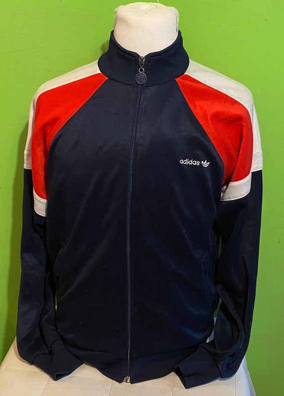 Vintage Adidas Blue 1980s Track Zip Up Jacket / vi