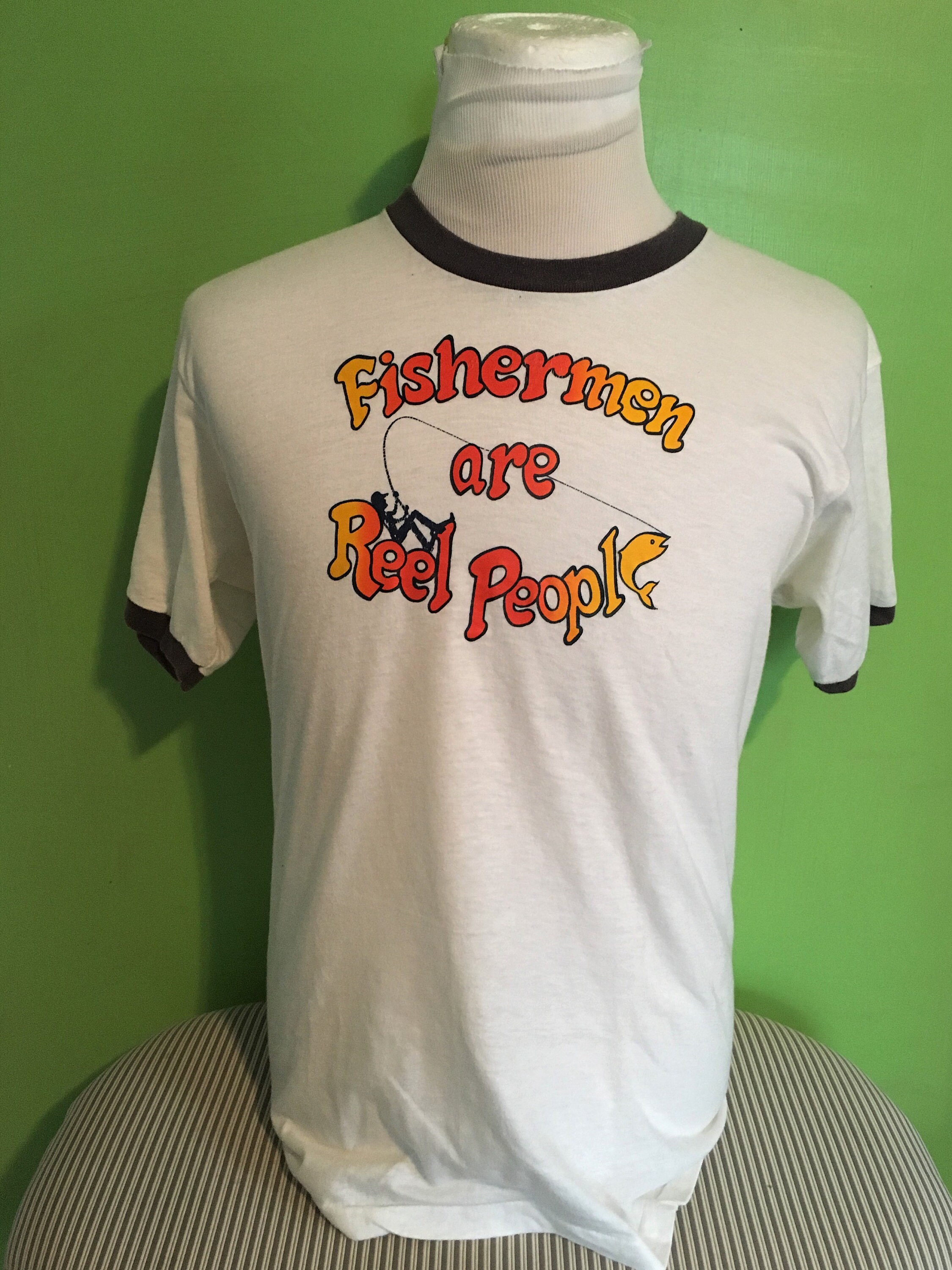 Vintage Funny Fishermen 1980s Ringer 