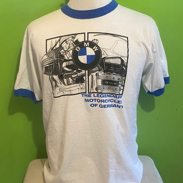 Vintage Ned's Auto & Cycle Riverside, Iowa Motorcycle 1980s Ringer tee tshirt / vintage 80s motorcycle tshirt XL