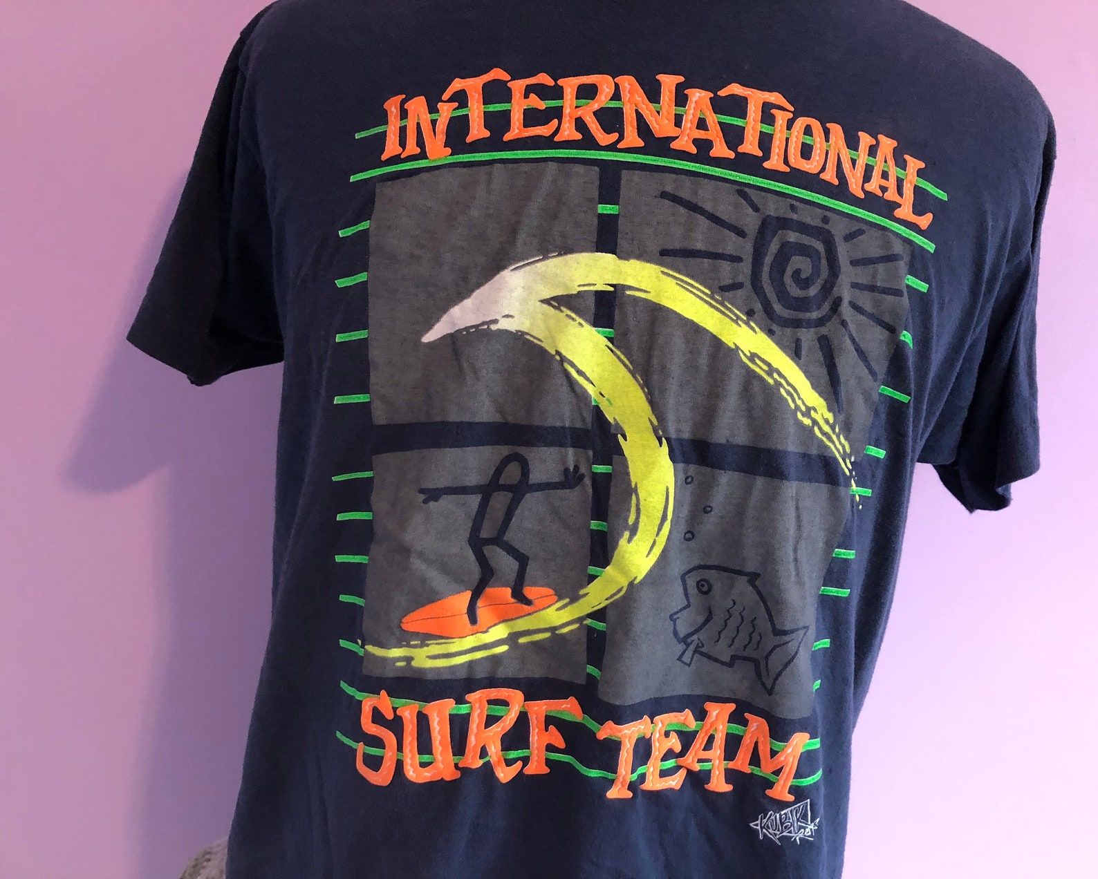 Vintage 90s International Surf Team Blue Surfing Tee Tshirt / Etsy