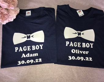 Pagina Jongen | Mini-groomman | Mini-bode | T-shirts met vlinderdasmotief | Bruiloftsrol | Bruidegoms feest-T-shirts