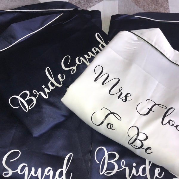 PERSONALISED Navy | White Shorts Satin pyjamas | Pjs | Womens | Adults | Bride | Bridesmaid | Maid/Matron of Honour pyjamas and More