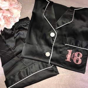 PERSONALISED Charlie Milestone Birthday | Short Pjs | Pyjamas |sweet 16 | 18th | 21st | 30th | 40th | Dusky Rose | Blush | Navy | Fast Dispa