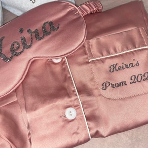 PERSONALISED Short Pyjama Prom set Pj Gift Bag Set sleepover sets Prom Pyjamas Eye mask Bobble Slippers and a gift bag set image 4