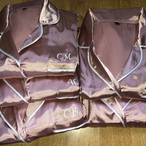 PERSONALISED luxury Rose gold Satin short, shortie pjs, Bridal Party, Bride, Bridesmaid, Maid of Honour, Mother of the Bride/Groom