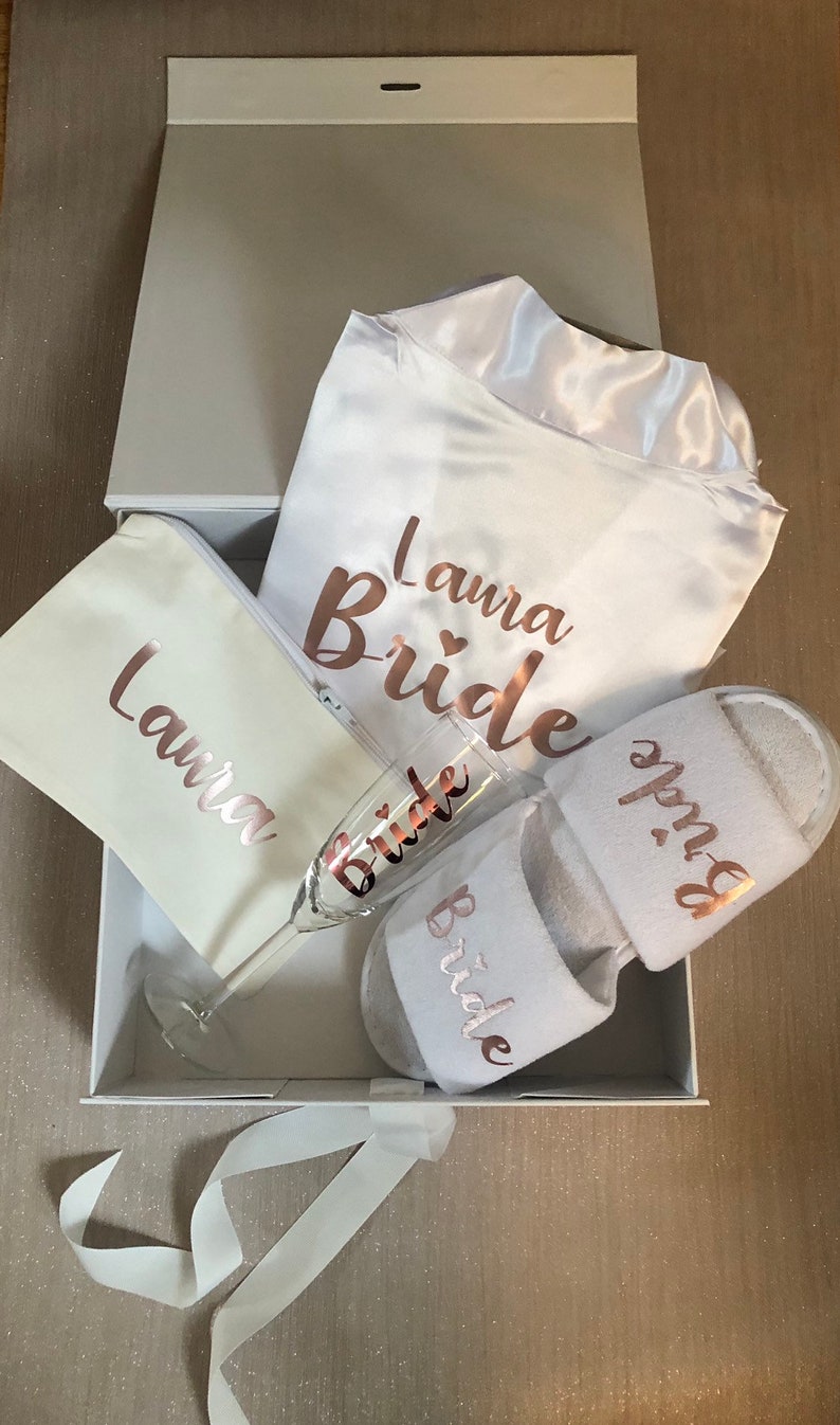 PERSONALISED Blossom lace trim robe Gift Box Set Etsy