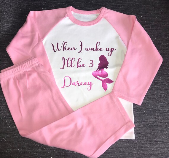 Personalised Girls When I Wake Up I Ll Be Mermaid Pyjama S 6 12 Months To 9