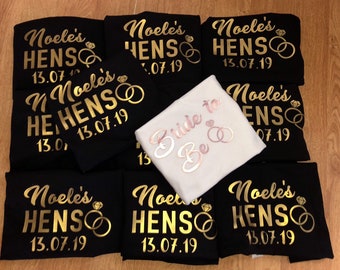 HEN Party Tee's, New Design Bride,Bridesmaid, Maid/Matron of Honour Mother of the Bride/Groom #anycolour #anyname's Hens