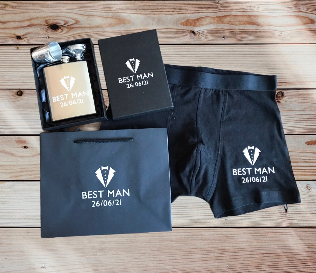 PERSONALISED Groom/Best Man/Groomsmen Gifts Fitted Boxers, Socks