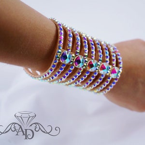 Pulsera de mano con diamantes de imitación, pulsera de mano de baile, pulsera de baile latino, pulsera de cristal AB, accesorios de mano