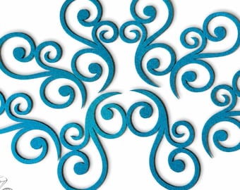 Felt swirl appliqués 20 pcs, laser-cut felt scrolls, Dance Costume Elements, Bellydance Embellishments