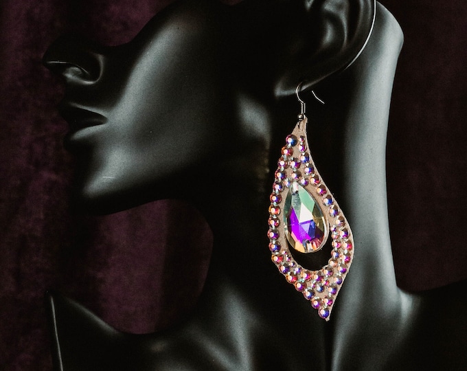 Rhinestones earrings by Amalia Design, bellydance earrings, crystal earrings, latin dance earrings, ballroom dance earrings, strass earring
