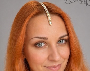 Custom Color Dance Hairpiece, Rhinestone Headband, Ballroom Hair Jewelry, Latin Dance Hair Strip
