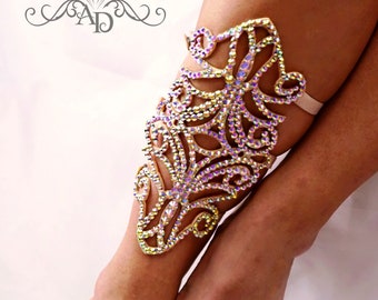 Crystal leg bracelet by Amalia Design, latin dance leg bracelet, bellydance leg jewelry, ballroom dance jewelry, ballroom leg bracelet