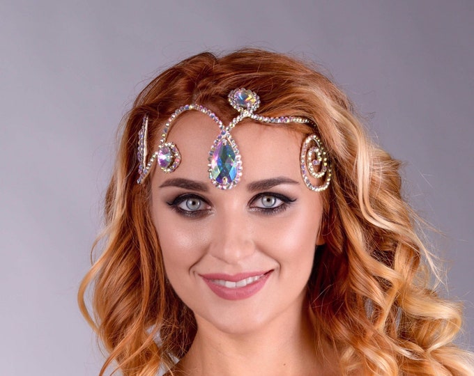Crystal headpiece by Amalia Design, ballroom hair piece, burlesque headpiece, show ballet headpiece, ballroom dance jewelry, dance headpiece