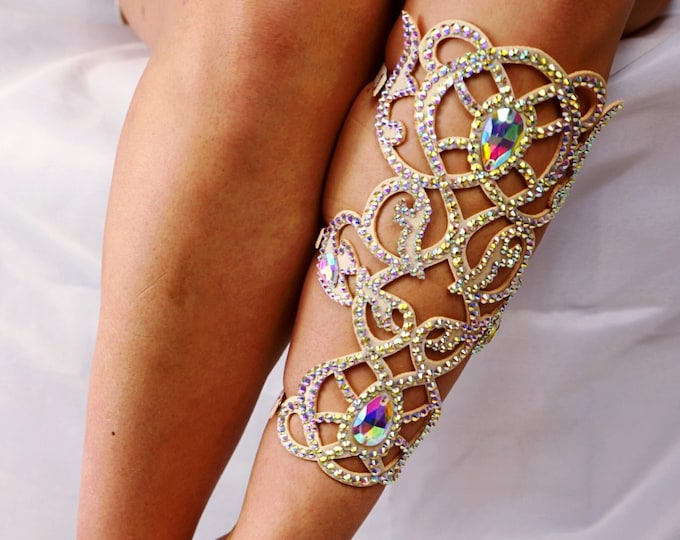 Crystal leg bracelet by Amalia Design, ballroom bracelet, bellydance jewelry, leg jewelry, ballroom leg bracelet, dance leg bracelet